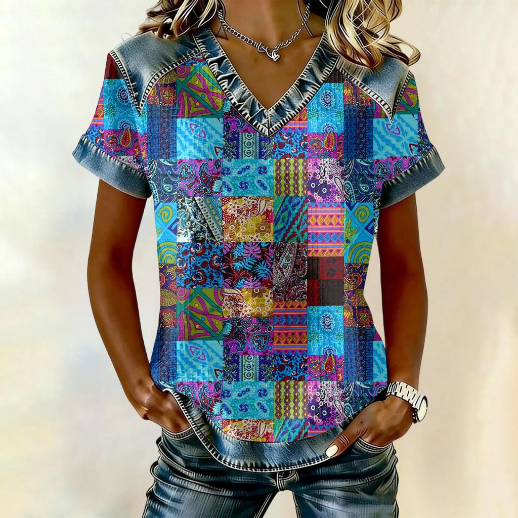 Women's Fashion Casual Retro Print Top