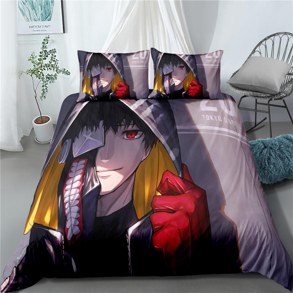 =Anime Tokyo Ghoul 3D Printed Bedding Set Duvet Covers Pillowcases Comforter Bedding Set Bedclothes Bed Linen