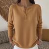Wool Button V-neck Women's Sweater Autumn and Winter Solid Color Casual Fashion Women's New Style