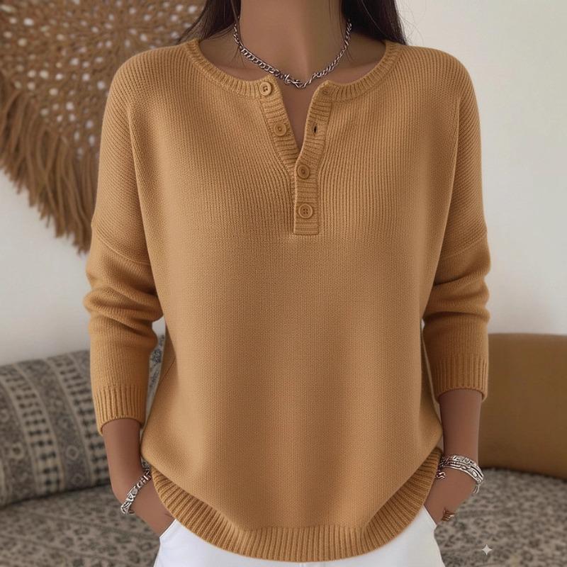 Wool Button V-neck Women's Sweater Autumn and Winter Solid Color Casual Fashion Women's New Style