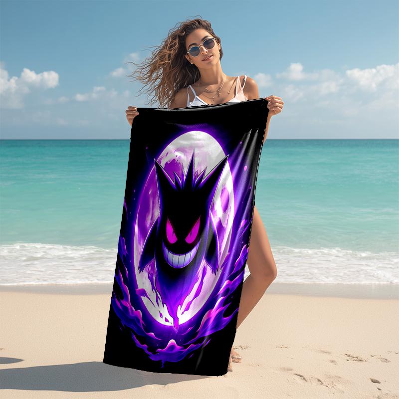 Beach Towel with Pokémon Gengar Pattern - soft,absorbent,machine washable Lightweight&Modern,swimming,Travel Essentials