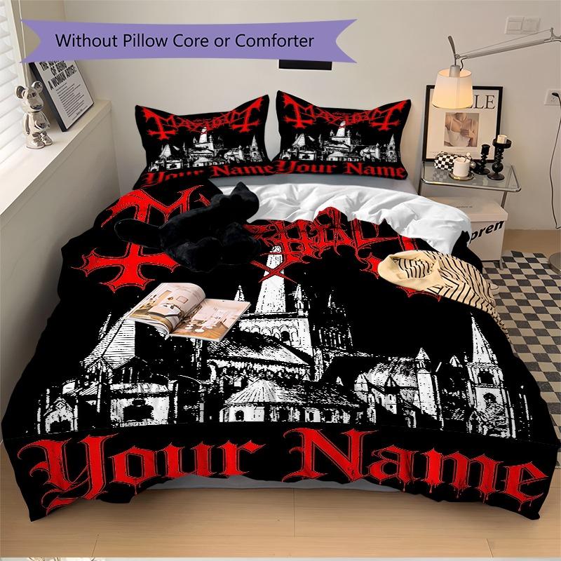 Mayhem Dark Gothic Metal Shirt Bedding Set Personalized Washable Custom 3Pcs Duvet Cover Pillowcases Soft Microfiber Home Bedroom Gift