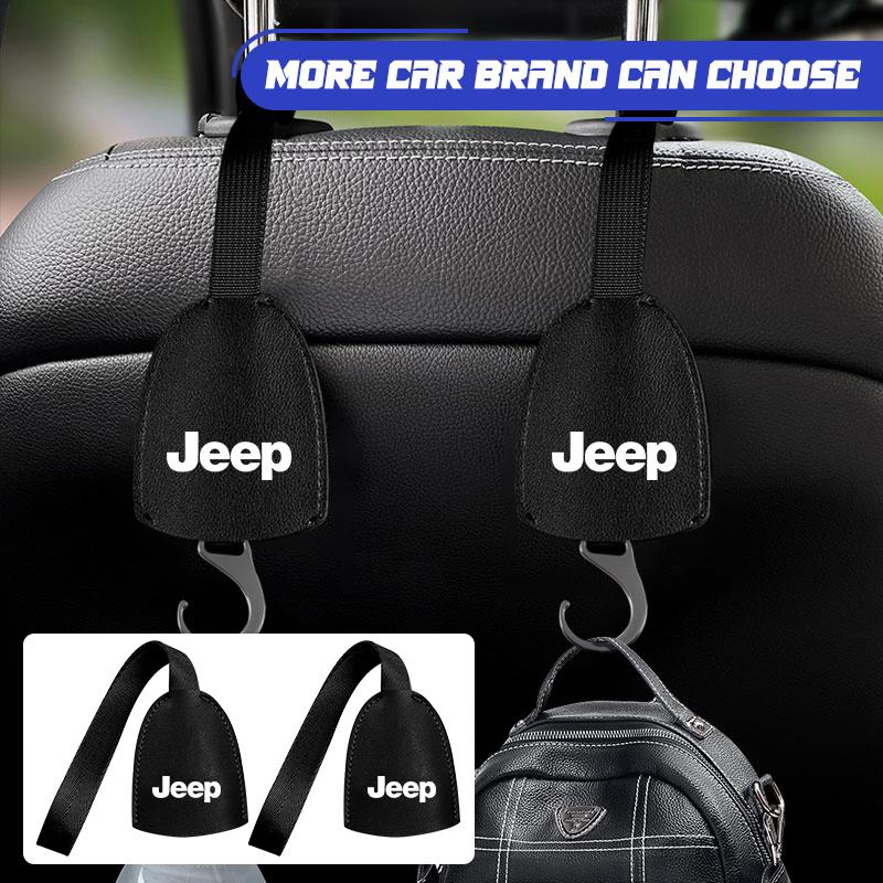 Leather Car Seat Back Hooks Portable Hanging Bag Rack For uj8 Wrangler Grand Cherokee Compass Renegade Tyre Stem Air Caps rf63