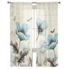 Rustic Vintage Floral Dragonfly Butterfly Sheer Voile Window Curtains Tulle Curtains Living Room Balcony Decoration Drapes