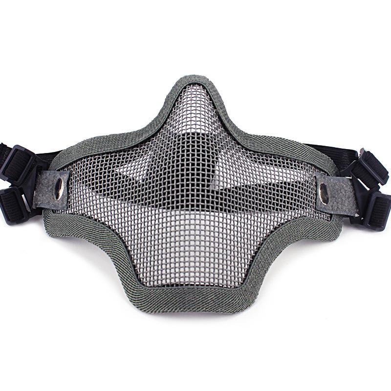 

V1 steel wire mask double belt version half face protection real CS field camouflage training mask riding off-road one size fits all сірий колір