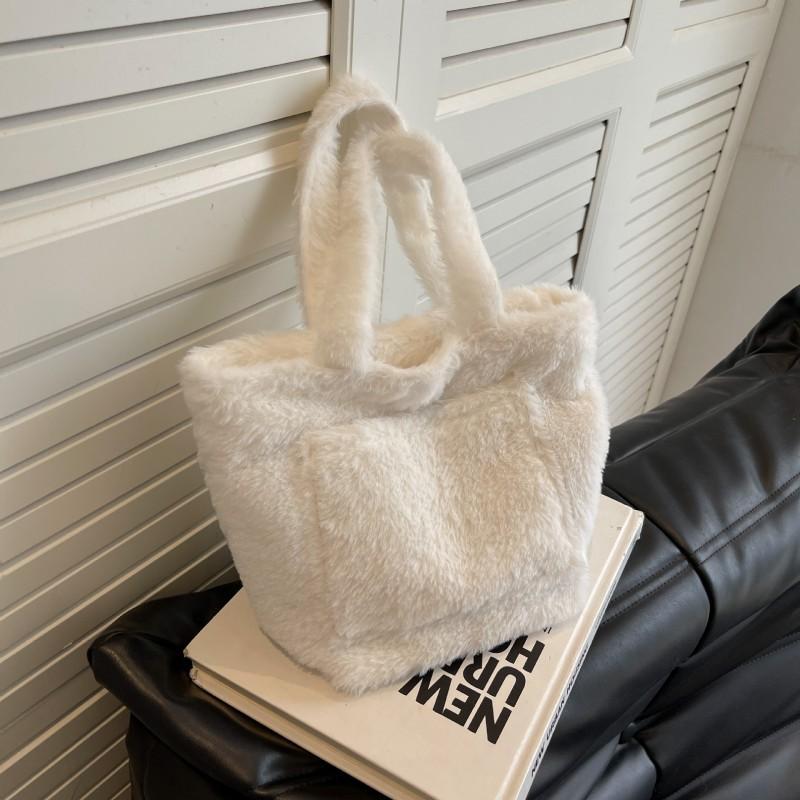 New Plush Bag Fashionable Portable Fluffy All-match Light Large-capacity Tote