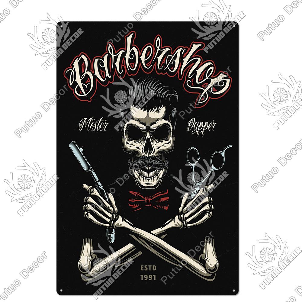 Putuo Decor Vintage Tin Sign Plaque Metal Iron Painting Wall Art Posters for Barber Shop Decoration Accessories Man Cave Home