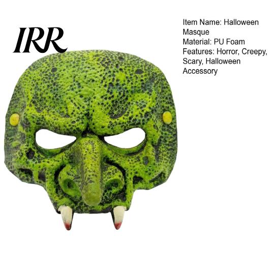 Masque Texturé Reptile Détaillé Vieille Sorcière Halloween pour Adultes, Mousse Verte Horreur Demi-Masque Accessoire Cosplay Mascarade Fête, Costume, Carnaval