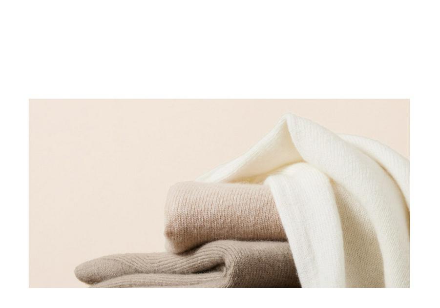 Warm Wool Cashmere Round Neck Sweater - Seamless Solid Color Loose Fit Pullover