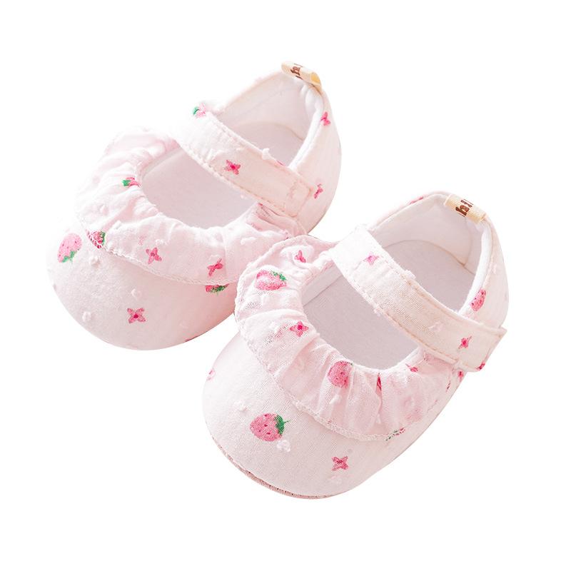 Baby Shoe Newborn Baby Girl Shoe SpringSummer Princess Lace Strawberry Dress Shoe Soft Soled Walking Shoe Non Slip Cute Footwear