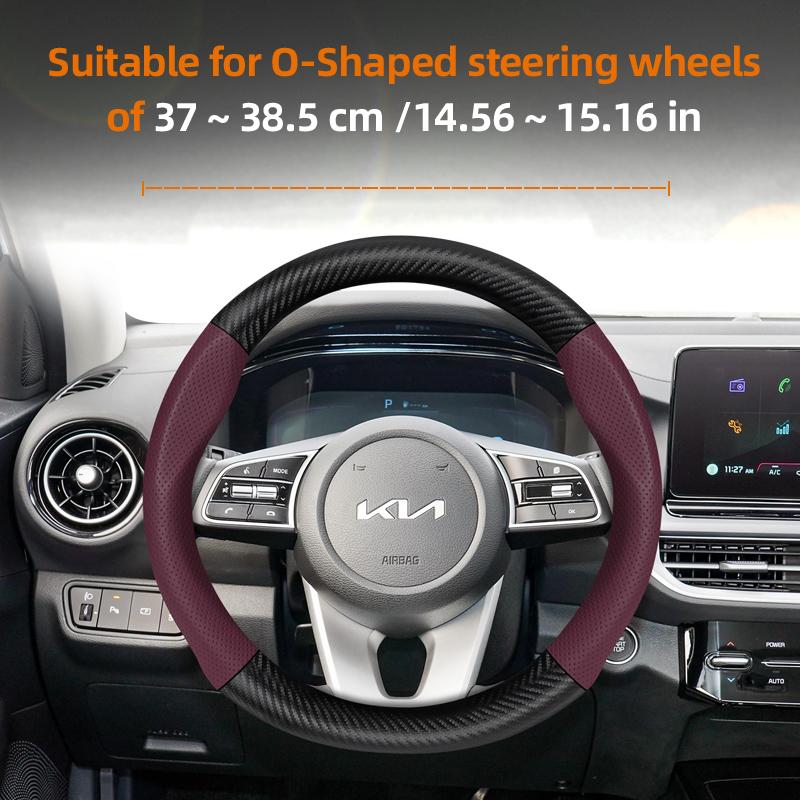 BTNPY1 Suitable for Kia Breathable Leather Matte Carbon Fiber Texture Steering Wheel Cover Suitable for Ceed Jd Picanto Sportage 3 2019 Ev3 Rio 4