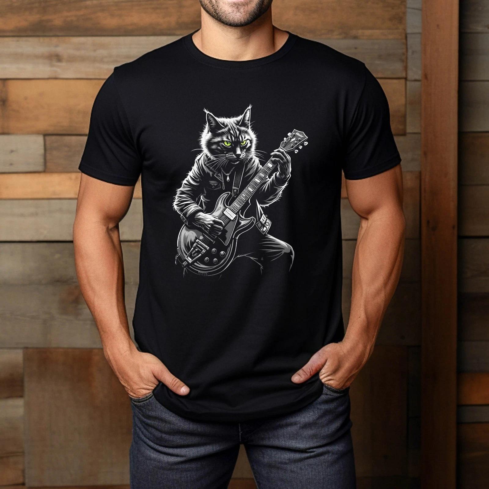 Cat Playing Guitar T-Shirt S