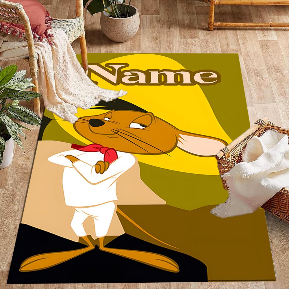 Looney Unique Rod. Personalized Text Floor Rug Office Rug Design for Entryway Dining Room Decorate room Hallway Anti-slip Rug Anime Office Decor