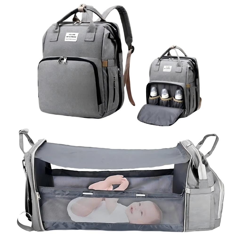 3 In 1 Diaper Bag Backpack Foldable Baby Bed Waterproof Travel Bag with USB Charge Diaper Bag Backpack with Changing Bed 3 Types