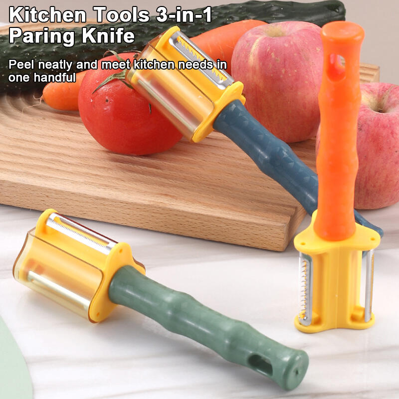 Household Kitchen Three In One Storage Fruit Peeler Stainless Steel Scraper Vegetable Fruit Scraper Kitchen Tool Accessories New