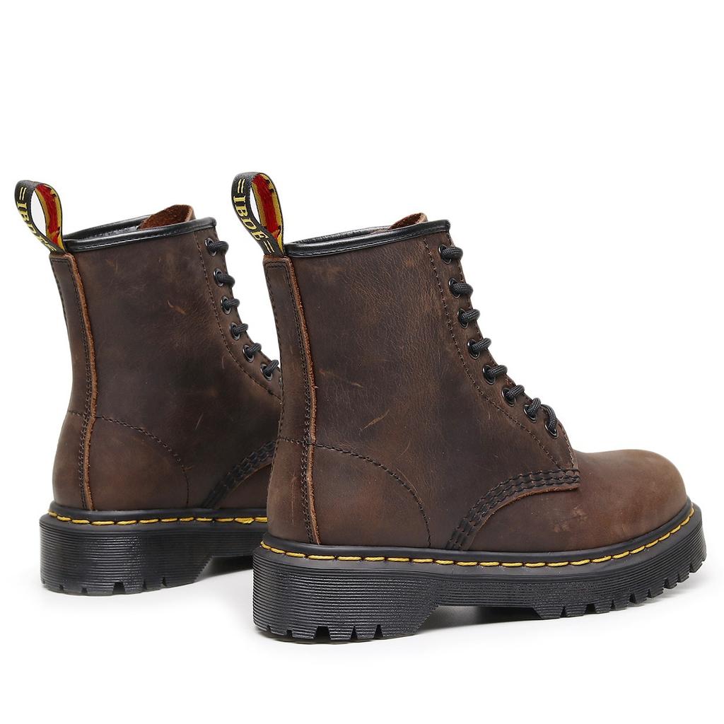 Crazy Horse Brown Work Boots Women's Head Layer Soft Cowhide Short Boots British Leather Locomotive Boots Trend.