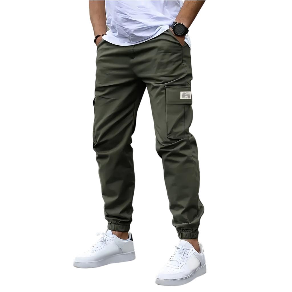Men's Casual Slim Fit Jogger Pants Outdoor Multi Pocket Cargo Trousers Ankle Length Functional Design