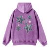 Autumn Womans Washed Hoodies Pentagram And Chain Pattern Prints Streetwears Warm Oversize Cotton Pullovers Clothes