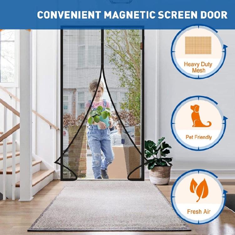 Quick Setup Magnetized Door Curtain, AntiInsect Meshes, for Home and Office, Size 210cm