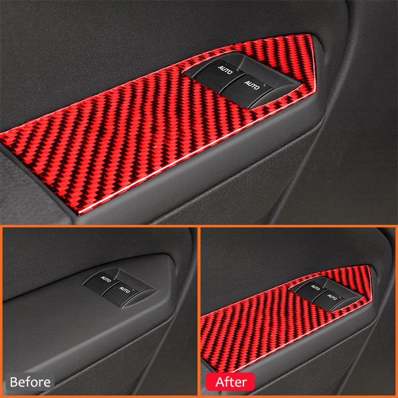 For Ford Mustang 2005-2009 Carbon Fiber Car Window Lifter Control Armrest Panel Trim Cover Decoration Sticker Auto Interior Part