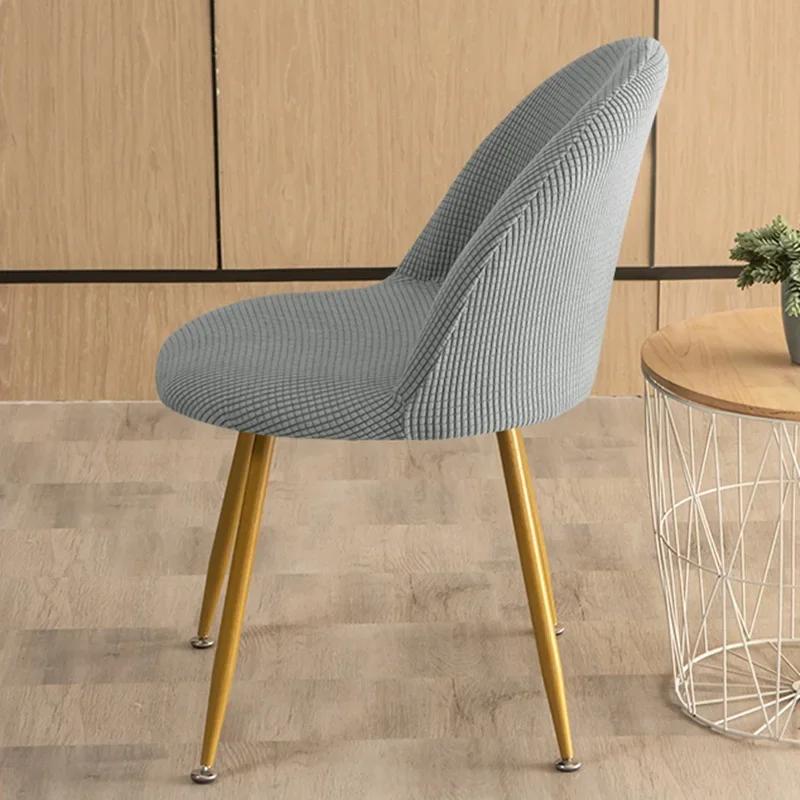 Polar Fleece Curved Chair Cover Accent Short Back Dining Chair Slipcovers Small Chair Covers Stretch Seat Cover Kitchen Hotel