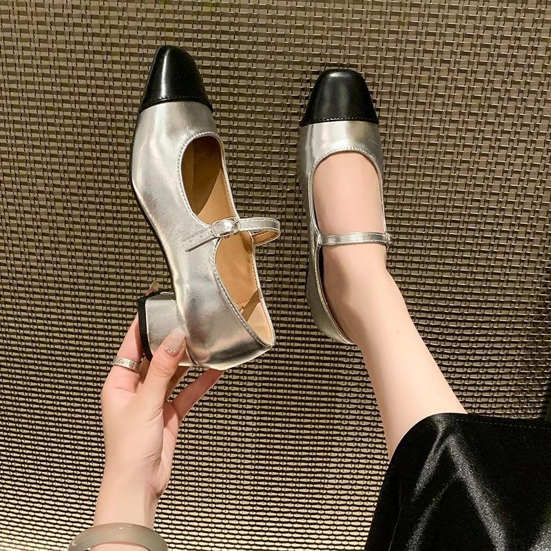 Fashion Women's Shoes 2024 Brand Buckle Strap Women's High Heels Fashion Color Matching Dress Pumps Women New Square Toe Heels Women