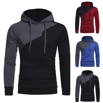 Men's Casual Patchwork Sports Sweatshirt Long Sleeve Hooded Pullover Tops