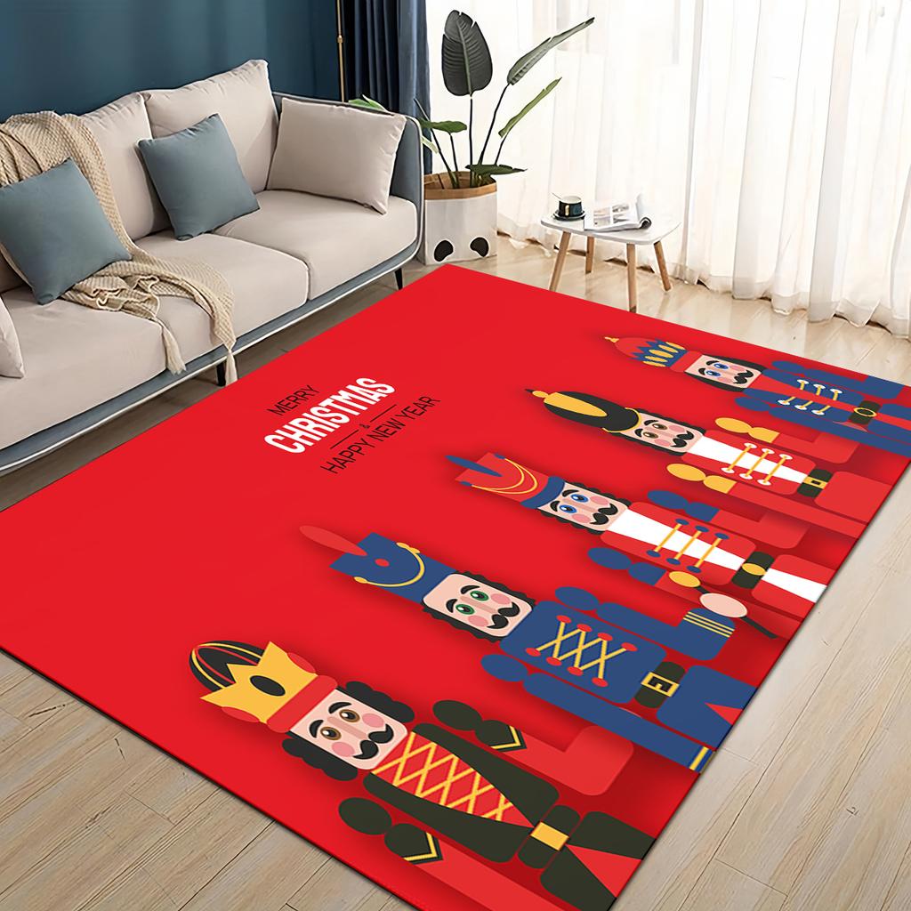 Merry Christmas Cartoon The Nutcracker Doll Festival Gift Carpet Rug for Living Room Bedroom Home Sofa Decoration,Non-slip Mat