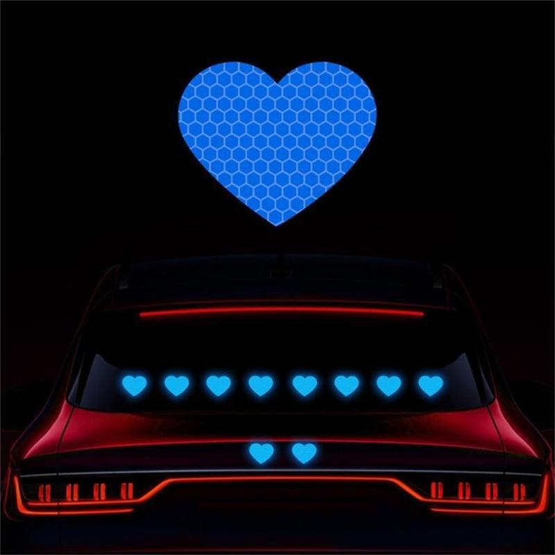 Heart Shaped Reflective Motorcycle Stickers 10PCS Flexible Decals Easy Application Removable Adhesive For Vehicle Surfac