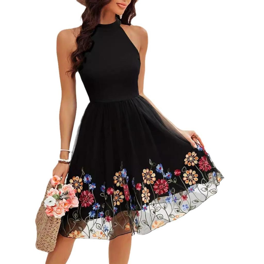 Women's Summer Short Sleeve Elegant Air Mesh Dress