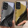 Water Flow Pattern For Samsung Galaxy S 8 9 10 20 Plus 21 FE 22 23 24 Ultra S7 Edge Black Tempered Glass Phone Case Hard Shell