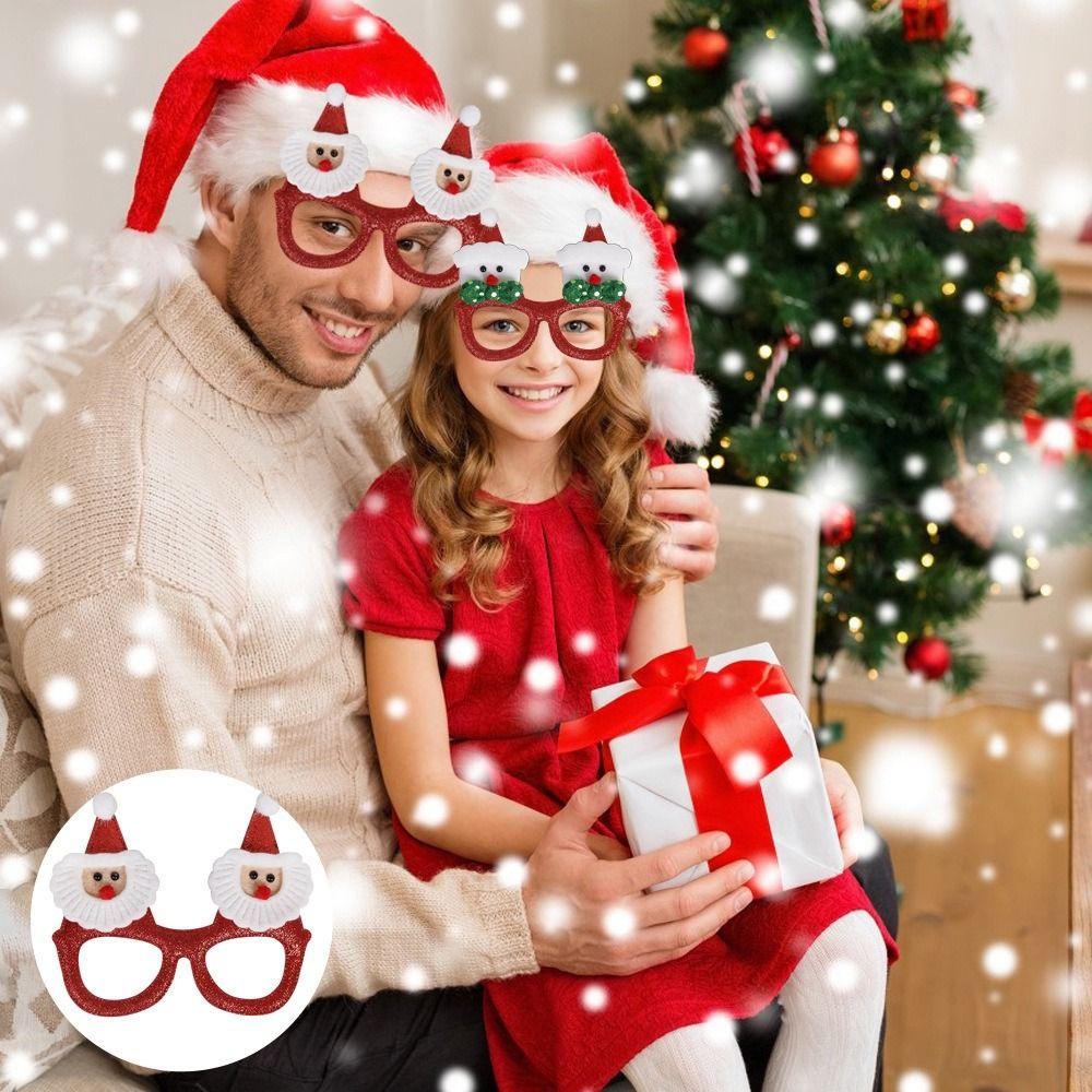 Elk Santa Claus Eyeglasses Christmas Decorative Glasses Party Decorations Christmas Frame Glasses