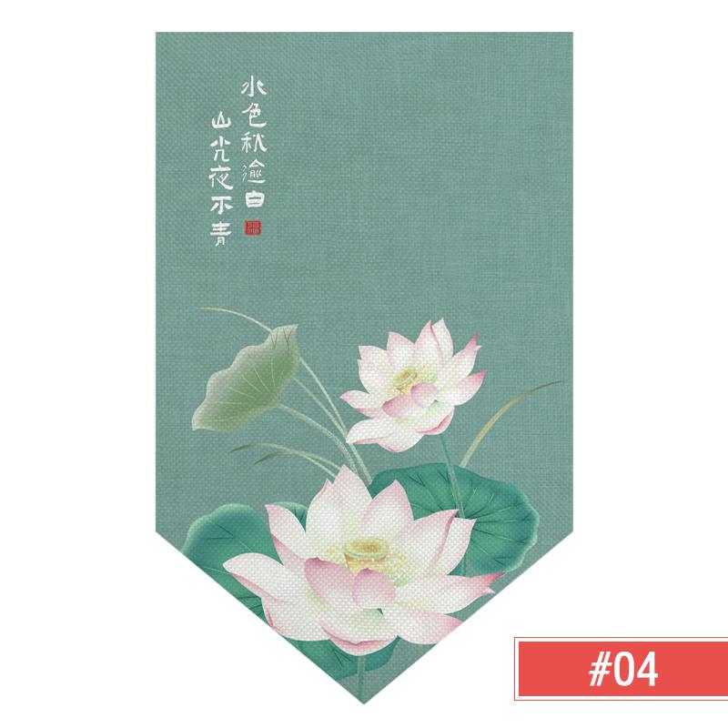 Chinese Half Curtain Ancient Style Lotus Printed Pennant Kitchen Door Short Curtain Home Bedroom Window Decor Window Shade