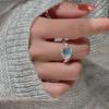 Xiaomi 925 Sterling Silver Rings for Women Couple Minimalist Handmade BLue Round Stone Ring Fine Jewelry Gift Prevent Allergy