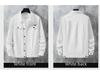 Men's Casual Denim Jacket - White & Black, 2022 Spring/Autumn Collection, Solid Color, Trendy All-Match Design