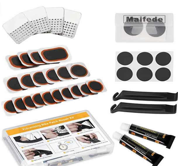 Bicycle Tire Repair Kit with Cold Patch, Glue, and Lever Tools