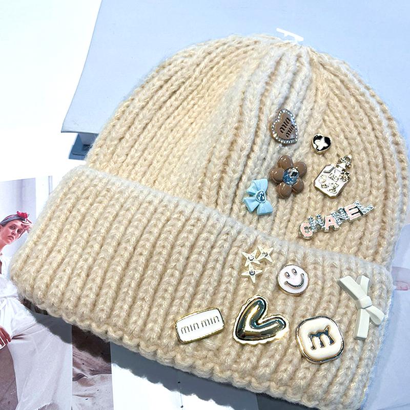 Winter Casual Warm Beanie Solid Color Female Caps Fashion Cute Knitted  Bonnet Caps