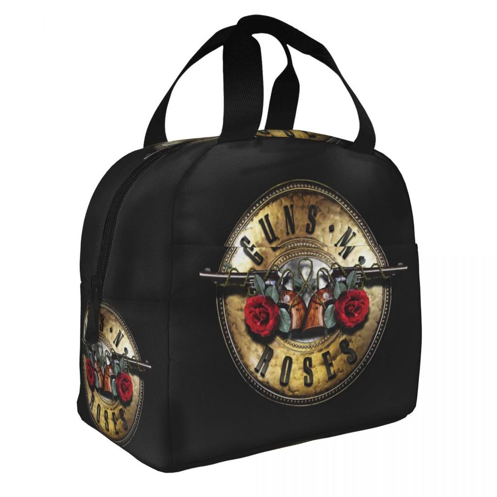 Custom Heavy Metal Rock Music Band Guns N Rose Resuable Lunch Box for Women Waterproof Cooler Thermal Food Insulated Lunch Bag