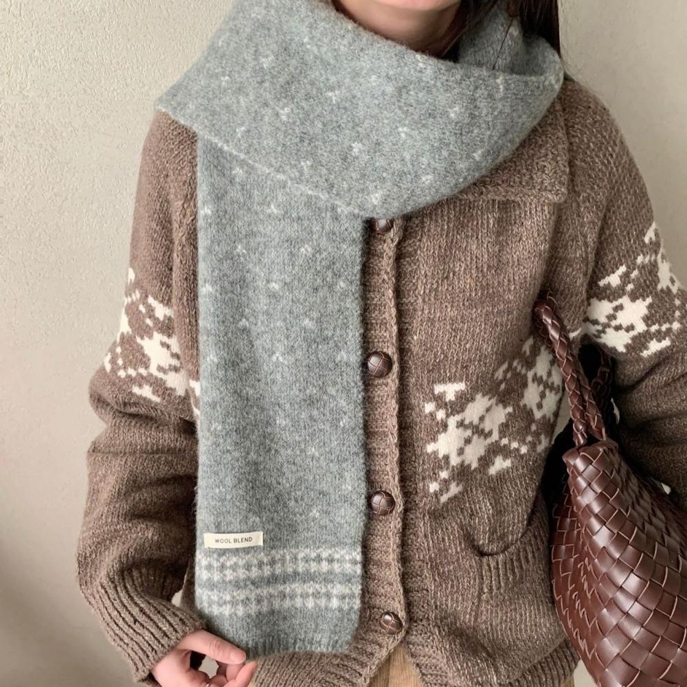 Retro Knitted Scarf Korean Style Winter Scarf Versatile Ladies Wool Scarf