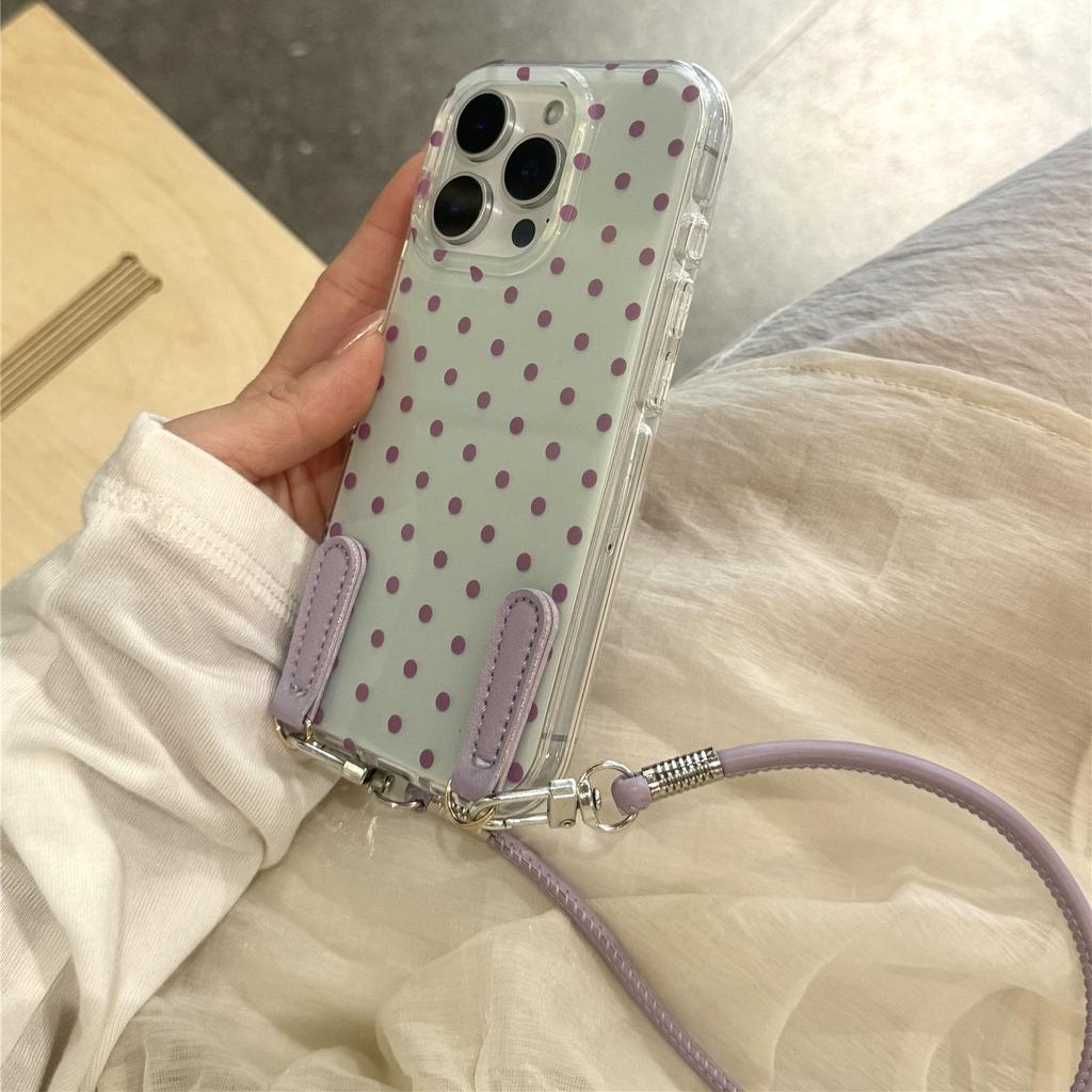 Gentle Polka Dots for iPhone 11promax Mobile Phone Case 11pro Niche 11 Anti-drop 11 Korean Belt Lanyard
