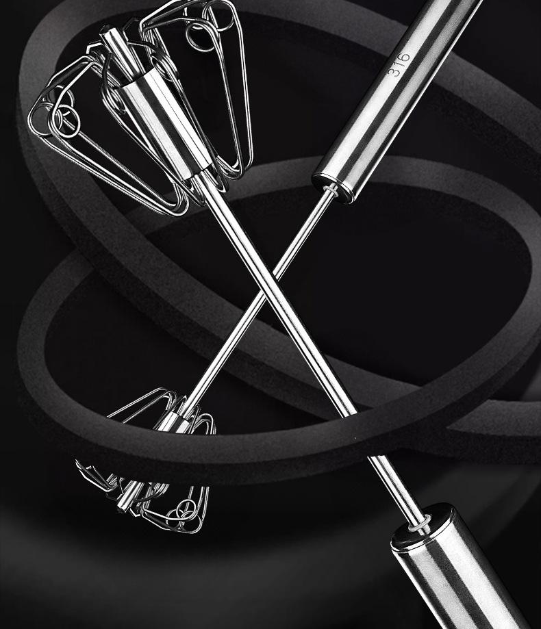 316 Stainless Steel Semi-Automatic Egg Beater, Household Manual Egg Whisk, Handheld Cake Baking Tool