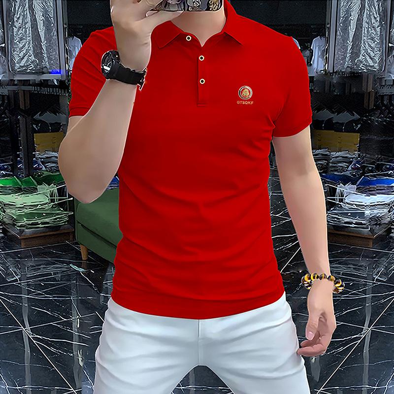 

Мужская белая футболка-поло с коротким рукавом высокого класса в европейском стиле, тонкий мужской топ с рукавом до локтя, летняя дышащая футболка из жемчужного хлопка с лацканом 4XL