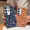 Leather Texture Floral Pattern Square Shell for Samsung S25 S24 S22 Ultra S23 S21 S20 Fe A55 A54 A53 A52 A35 A15 A16 Shockproof Soft Tpu Slim Cover