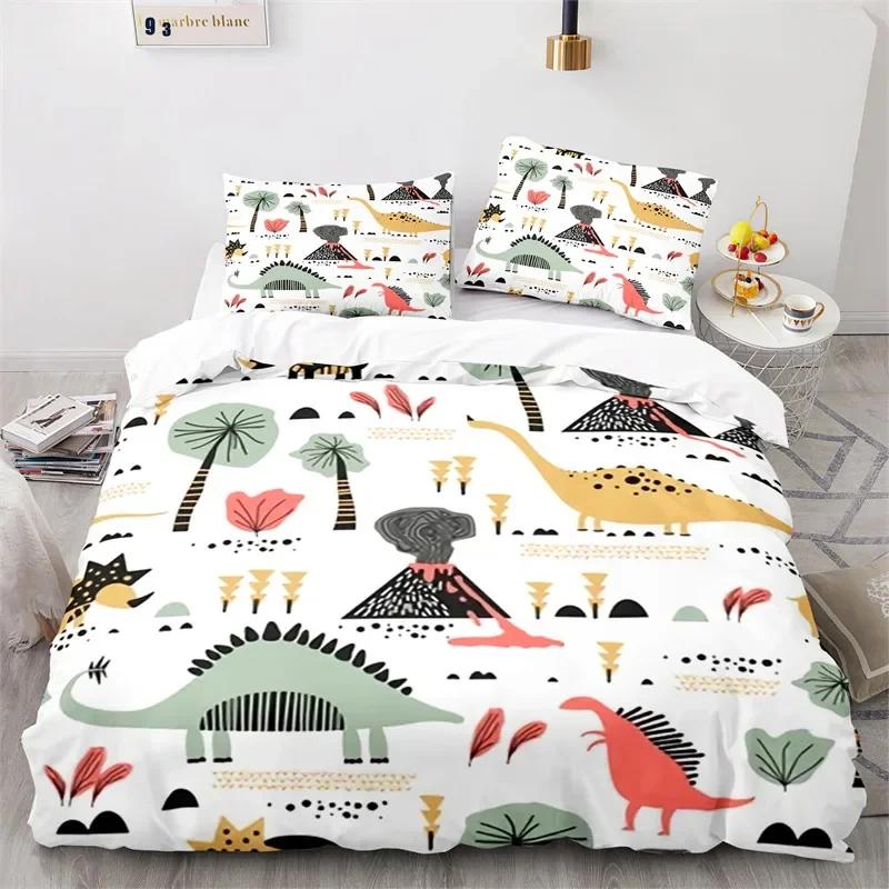 Funda Nórdica de Dinosaurios para Niños Juego de Ropa de Cama con Temática de Animales Microfibra Dibujos Animados Funda de Edredón Individual King Para Niños Niñas Adolescentes Decoración de Dormitorio
