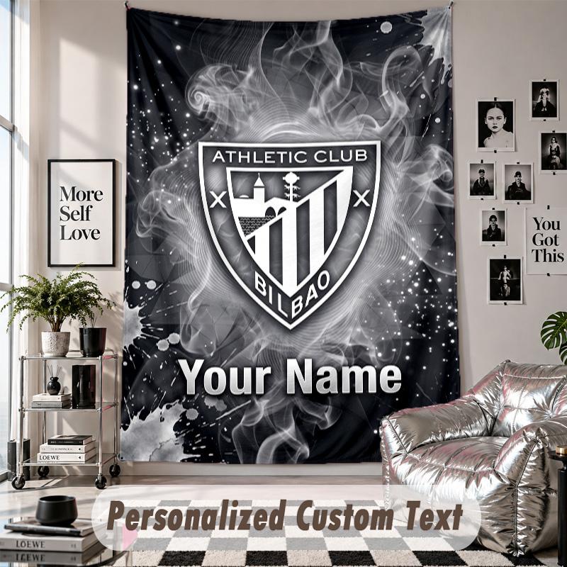 Custom Tapestry Wall Hanging, Athletic Bilbao FC Personalized Name Text Home Wall Decor