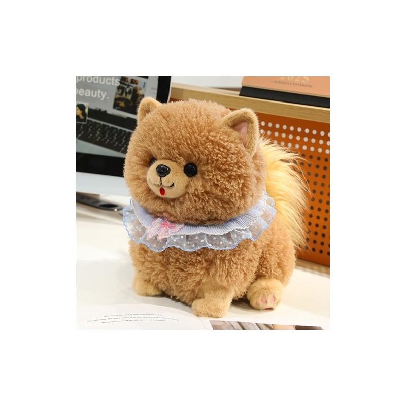 Cute Lace Scarf Pomeranian Plush Doll Children Companion Toy For Kids Comfort And Sleep