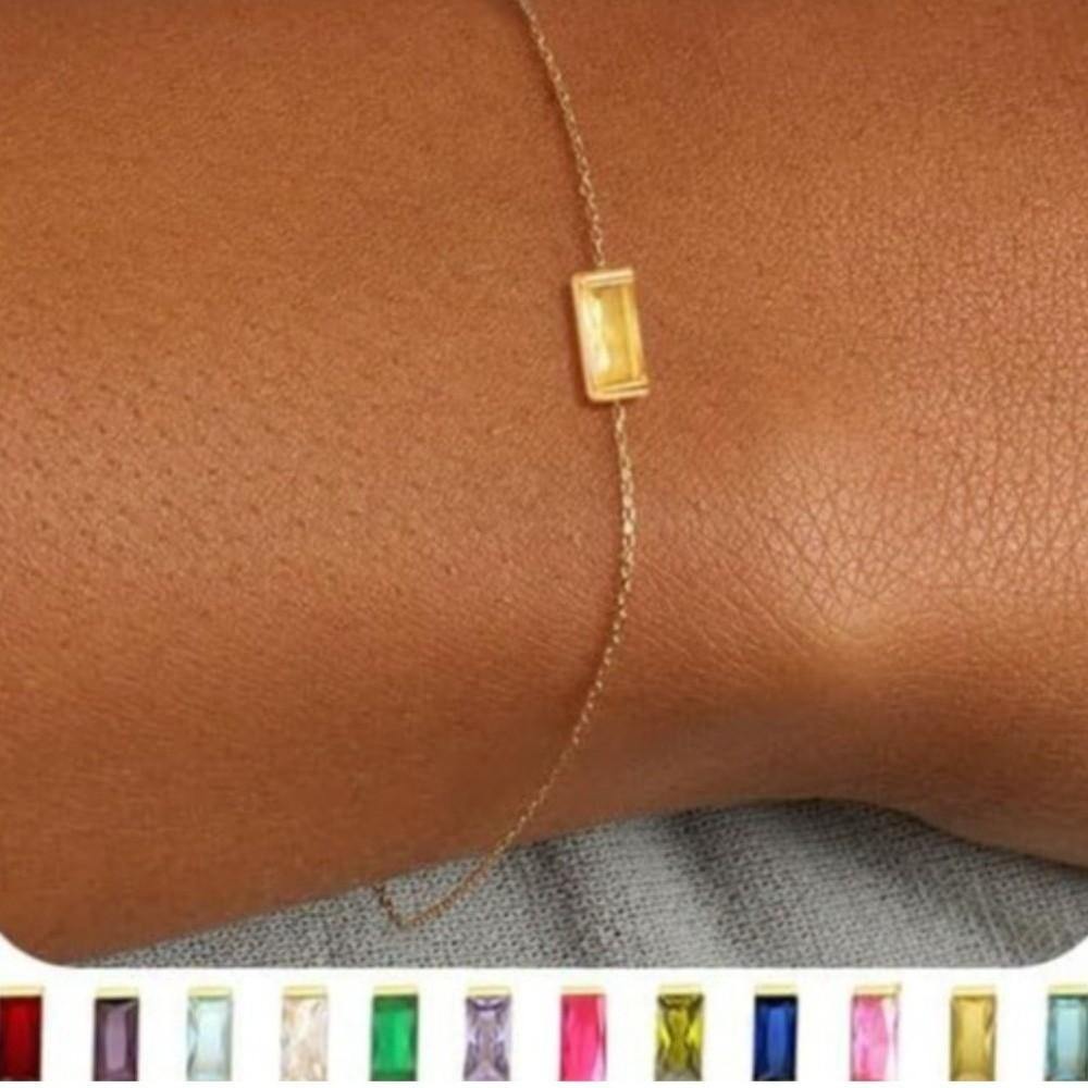 Stackable Gold Plated Bracelet Sparkling Minimalist Bracelet Trendy Birthstone Bracelet  Jewelry