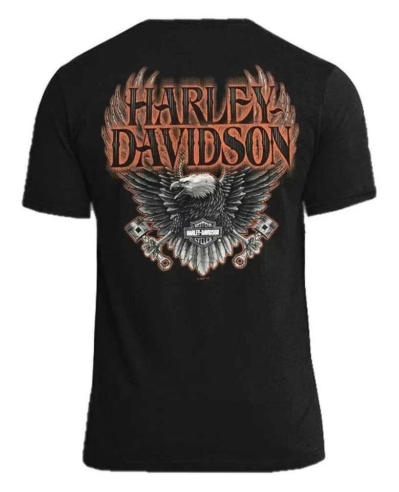 Men’s Eagle Piston Graphic Short Sleeve Cotton T-Shirt Biker Style S