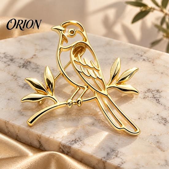 Rose Flower Brooch Hollow Metal Bird Brooch, Golden Silver Plated Lapel Shape Pin, Decorative Accessory for Suits Coats Dresses Bags Pin