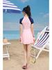 2023 Sporty One-Piece Skirted Swimsuit for Girls - Short-Sleeved, Plus Size, Hot Spring Swimwear for Kids